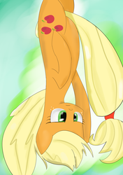 Size: 1760x2500 | Tagged: safe, artist:plastic-o, applejack, earth pony, pony, g4, female, solo, upside down