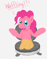 Size: 1216x1536 | Tagged: safe, artist:runbowdash, pinkie pie, earth pony, pony, g4, solo, waffle, waffle iron