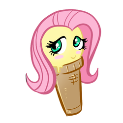 Size: 500x500 | Tagged: safe, artist:madmax, fluttershy, food pony, ice cream pony, pegasus, pony, g4, female, food, ice cream, ice cream cone, mare, ponified, solo