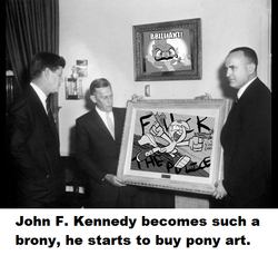 Size: 600x550 | Tagged: safe, lyra heartstrings, spike, human, g4, american presidents, brony, caption, clothes, frame, image macro, irl, irl human, john f. kennedy, necktie, photo, picture, picture frame, ponies in real life, president, suit, text
