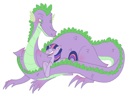 Size: 528x400 | Tagged: safe, artist:stevetwisp, spike, twilight sparkle, g4, adult, adult spike, female, male, older, ship:twispike, shipping, straight