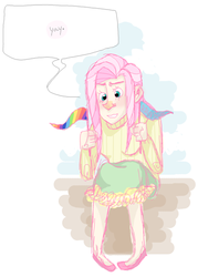 Size: 400x558 | Tagged: safe, artist:stevetwisp, fluttershy, human, g4, clothes, flag, humanized, skinny, skirt, sweater, sweatershy, thin