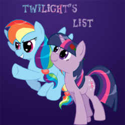 Size: 600x603 | Tagged: safe, artist:kittyhawk-contrail, rainbow dash, twilight sparkle, fanfic:twilight's list, g4, female, lesbian, rose, ship:twidash, shipping