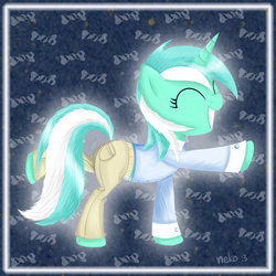 Size: 900x900 | Tagged: safe, artist:mcsadat, lyra heartstrings, pony, g4, clothes, dancing, female, futurama, male, pants, parody, shirt, solo