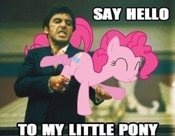 Size: 449x349 | Tagged: safe, pinkie pie, g4, actor, meme, say hello to my little friend, scarface