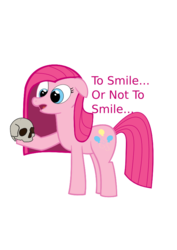 Size: 744x1052 | Tagged: safe, artist:painter, pinkie pie, earth pony, pony, g4, .svg available, derp, female, hoof hold, mare, open mouth, pinkamena diane pie, simple background, skull, svg, vector, white background