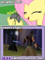 Size: 563x752 | Tagged: safe, fluttershy, pegasus, pony, g4, disney, exploitable meme, female, gamershy, kingdom hearts, mare, meme, terra, this will end in tears, tv meme, xehanort, young xehanort