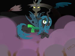 Size: 1600x1200 | Tagged: dead source, safe, artist:therelicofowls, discord, queen chrysalis, changeling, changeling queen, g4, female