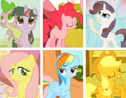 Size: 750x583 | Tagged: safe, applejack, fluttershy, pinkie pie, rainbow dash, rarity, spike, twilight sparkle, g4, mane seven, photoset