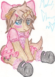 Size: 977x1361 | Tagged: safe, artist:melodychannel, oc, oc only, oc:cayden, pony, unicorn, clothes, crossdressing, dress, frilly, male, petticoating, trap