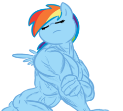 Size: 770x700 | Tagged: safe, artist:tess, rainbow dash, anthro, g4, fabulous custodes, female, muscles, overdeveloped muscles, rainbuff dash, simple background, solo, transparent background