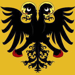 Size: 900x900 | Tagged: safe, artist:aaronmk, coat of arms, double-headed eagle, german, germany, gold background, heraldry, holy roman empire, ponified, simple background