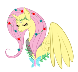 Size: 544x500 | Tagged: safe, artist:lulubell, fluttershy, alicorn, pony, g4, female, fluttercorn, race swap, simple background, solo, white background