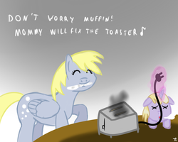 Size: 900x720 | Tagged: safe, artist:php192, derpy hooves, dinky hooves, pegasus, pony, g4, female, mare, toaster