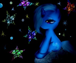 Size: 600x500 | Tagged: safe, artist:pipomanager-mimmi, trixie, pony, unicorn, g4, female, mare, sad, solo