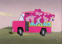 Size: 400x288 | Tagged: safe, pinkie pie, g4, animated, bus, female, gif party, ren and stimpy