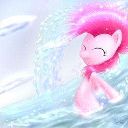 Size: 1000x1000 | Tagged: safe, artist:rayhiros, pinkie pie, earth pony, pony, g4, eyes closed, female, solo, splash, water