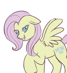 Size: 500x544 | Tagged: safe, artist:lulubell, fluttershy, pony, g4, discorded, female, floppy ears, flutterbitch, simple background, solo, spread wings, white background, wings