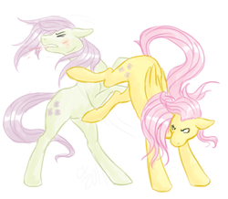 Size: 1288x1122 | Tagged: safe, artist:cartoonlion, fluttershy, g4, badass, blood, bruised, discorded, fight, flutterbadass, kick, self paradox