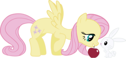 Size: 5000x2290 | Tagged: safe, artist:eamon-valda, angel bunny, fluttershy, g4, apple, simple background, transparent background, vector