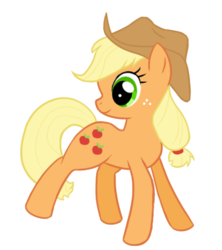 Size: 432x487 | Tagged: safe, artist:thekisame, applejack, earth pony, pony, g4, female, looking back, simple background, solo