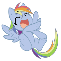 Size: 2200x2200 | Tagged: safe, artist:akira bano, rainbow dash, pegasus, pony, g4, eyes closed, female, high res, laughing, simple background, solo, white background
