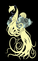 Size: 1700x2700 | Tagged: dead source, safe, artist:rainbowscreen, derpy hooves, pegasus, pony, g4, alternate hairstyle, black background, cloud, female, lightning, mare, minimalist, simple background, solo