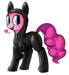 Size: 602x655 | Tagged: safe, artist:mewball, pinkie pie, earth pony, pony, g4, it's about time, catsuit, cute, diapinkes, female, heart, open mouth, simple background, sneaking suit, solo, transparent background