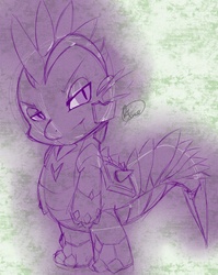 Size: 1193x1500 | Tagged: safe, artist:florecentmoo, spike, g4, armor, badass, sketch