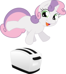 Size: 7205x8018 | Tagged: safe, artist:joey darkmeat, artist:tim015, sweetie belle, pony, unicorn, g4, absurd resolution, female, filly, foal, simple background, solo, toaster, transparent background
