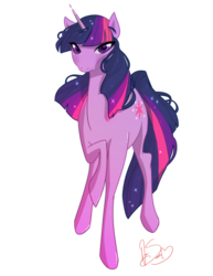 Size: 800x1035 | Tagged: dead source, safe, artist:nina-serena, twilight sparkle, pony, unicorn, g4, female, mare, raised hoof, signature, simple background, solo, transparent background, unicorn twilight