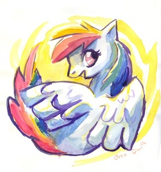 Size: 923x990 | Tagged: safe, artist:orcaowl, rainbow dash, pony, g4, female, solo, traditional art