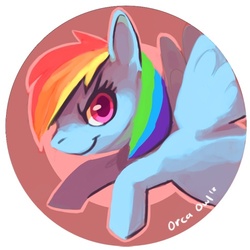 Size: 492x492 | Tagged: safe, artist:orcaowl, rainbow dash, pegasus, pony, g4, female, looking at you, smiling, solo
