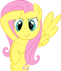 Size: 4000x4700 | Tagged: dead source, safe, artist:easteu, fluttershy, pegasus, pony, g4, female, mare, salute, simple background, solo, transparent background, vector
