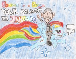 Size: 720x558 | Tagged: safe, artist:darklugia666, rainbow dash, human, pony, g4, barack obama, duo, nyan cat, riding, wat