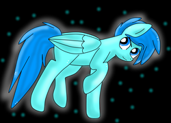 Size: 1195x854 | Tagged: safe, artist:askbreejetpaw, oc, oc only, pony, black background, blue, blue feather, simple background, solo