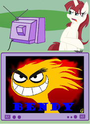 Size: 564x773 | Tagged: safe, oc, oc only, oc:fausticorn, pony, bendy (foster's home for imaginary friends), exploitable meme, foster's home for imaginary friends, lauren faust, male, meme, tv meme