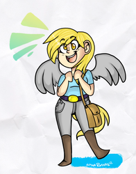 Size: 774x987 | Tagged: safe, artist:teenermeener, derpy hooves, human, g4, female, humanized, solo, tailed humanization, winged humanization