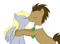 Size: 2228x1649 | Tagged: safe, artist:moostargazer, derpy hooves, doctor whooves, time turner, earth pony, pegasus, pony, g4, female, kissing, male, mare, ship:doctorderpy, shipping, simple background, stallion, straight, transparent background, wingboner