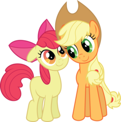 Size: 1024x1030 | Tagged: safe, artist:mysteriouskaos, apple bloom, applejack, g4, sisterhooves social, apple sisters, siblings, simple background, sisters, transparent background, vector