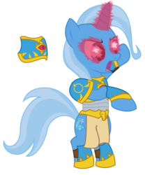 Size: 900x1080 | Tagged: safe, artist:roadpony, trixie, pony, unicorn, g4, chaos, cutie marks of chaos, female, horn, mare, simple background, solo, transparent background, tzeentch, warhammer (game), warhammer 40k