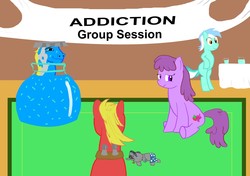 Size: 1240x874 | Tagged: safe, artist:mediocreatbest93, berry punch, berryshine, big macintosh, hugh jelly, lyra heartstrings, smarty pants, earth pony, pony, g4, jelly, male, stallion