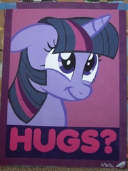 Size: 2112x2816 | Tagged: safe, artist:iceroadlion, twilight sparkle, g4, high res, hug, painting, poster