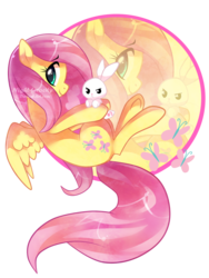 Size: 900x1200 | Tagged: safe, artist:xnightmelody, angel bunny, fluttershy, pegasus, pony, rabbit, g4, animal, female, mare, simple background, transparent background