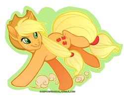 Size: 735x599 | Tagged: safe, artist:stripesandteeth, applejack, earth pony, pony, g4, female, looking back, running, solo