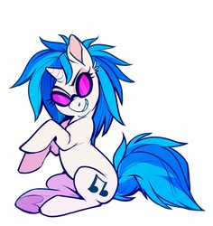 Size: 700x743 | Tagged: safe, artist:stripesandteeth, dj pon-3, vinyl scratch, pony, unicorn, g4, female, sitting, solo