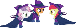 Size: 11990x4550 | Tagged: safe, artist:90sigma, apple bloom, mare do well, scootaloo, sweetie belle, earth pony, pegasus, pony, unicorn, g4, absurd resolution, cutie mark crusaders, female, filly, foal, horn, simple background, transparent background, trio, vector