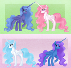 Size: 1280x1229 | Tagged: safe, artist:mn27, color edit, princess celestia, princess luna, alicorn, pony, g4, sisters