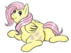 Size: 700x517 | Tagged: safe, artist:cartoonlion, fluttershy, pony, g4, anus, butt, fat, fattershy, female, nudity, plot, simplistic anus, solo, tongue out