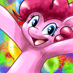 Size: 400x400 | Tagged: safe, artist:fizzy-dog, pinkie pie, earth pony, pony, g4, armpits, female, smiling, solo